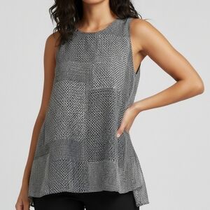 Large Blue and White Partnered High Low Mesmerize Top Size Large